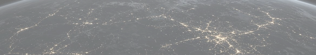Earth from orbit at night with illuminated city lights